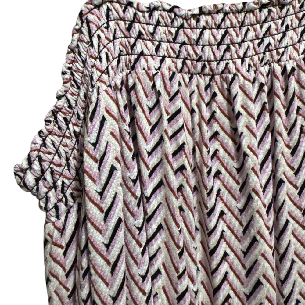 Loft Maxi Dress Womens Small Pink Chevron Smocked Tiered Ruffle Excellent - Picture 4 of 7